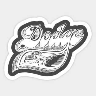 Vintage Dodge Pick-Up Art (White on Asphalt) Sticker